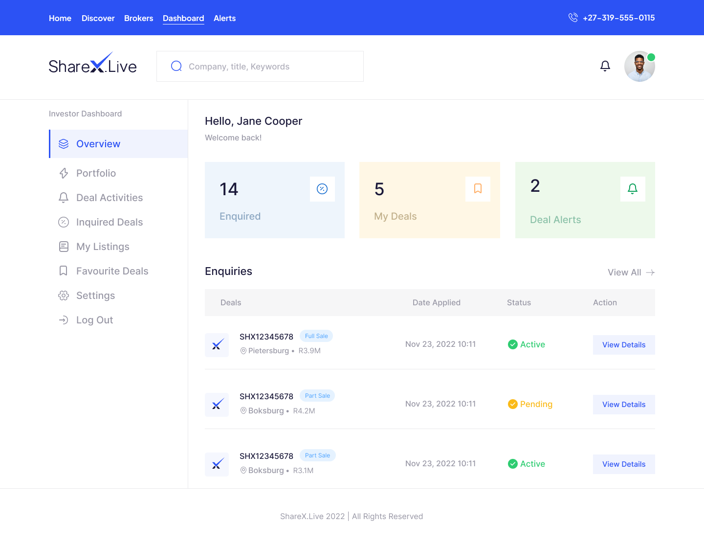 Investor Dashboard (Overview)
